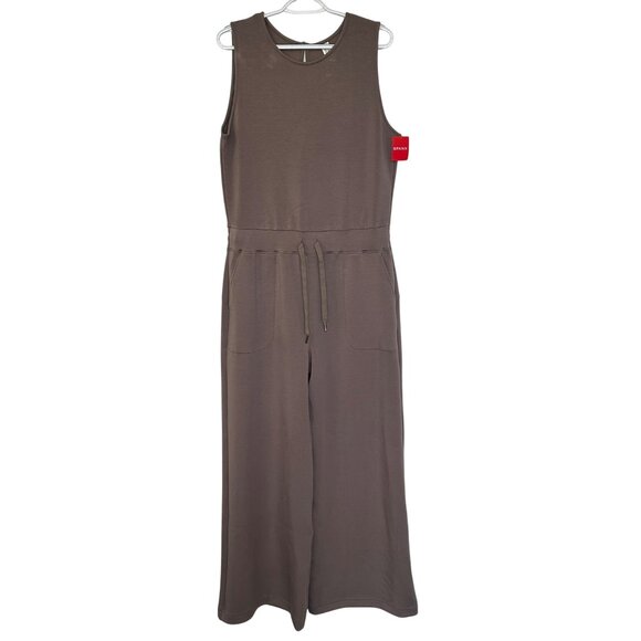 Spanx AirEssentials Jumpsuit Wide Leg Sleeveless NWT Size XL Smoke Taupe Casual - Picture 1 of 13